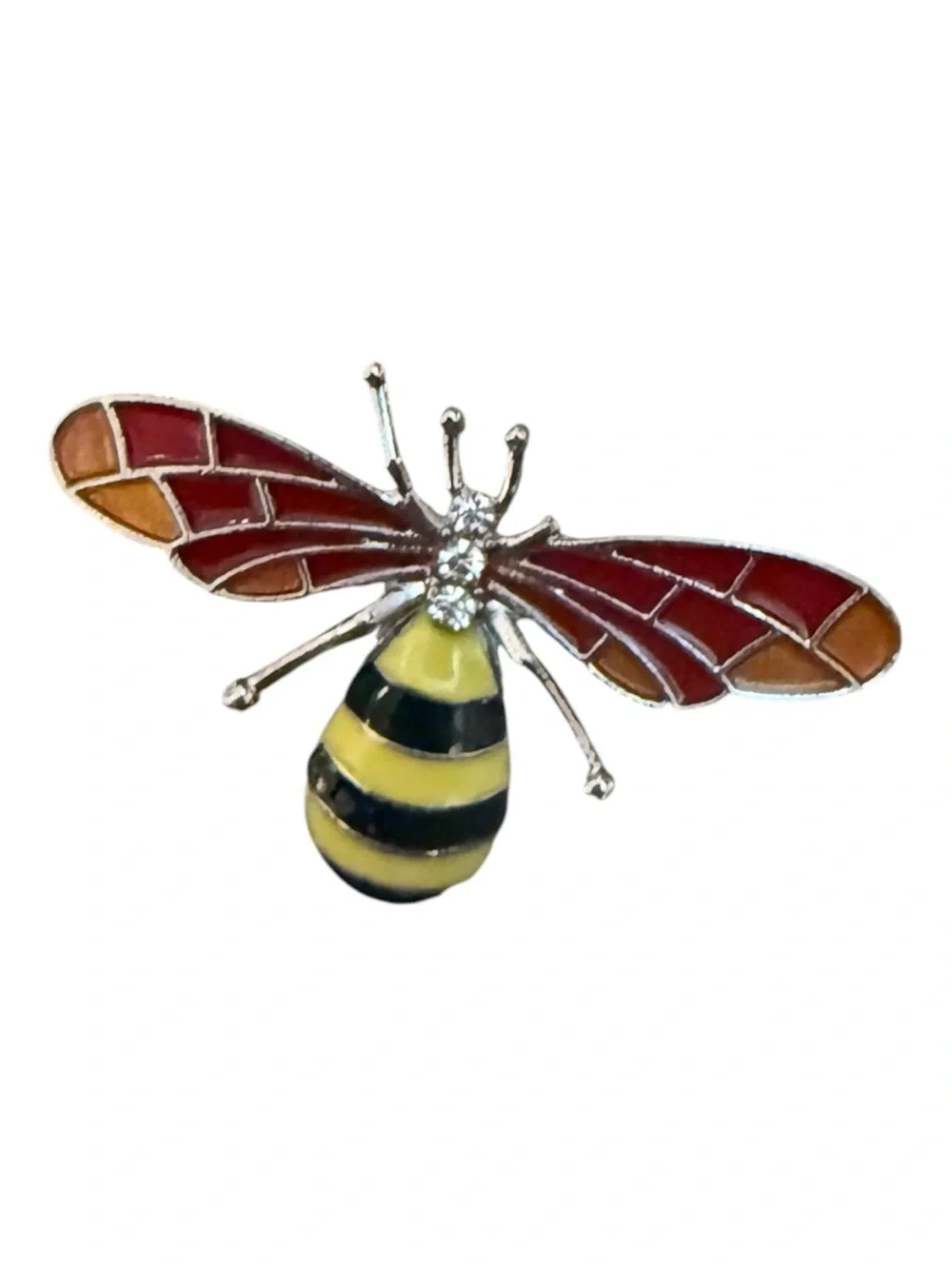 American Vintage Bee Brooch in Yellow, Black & Red